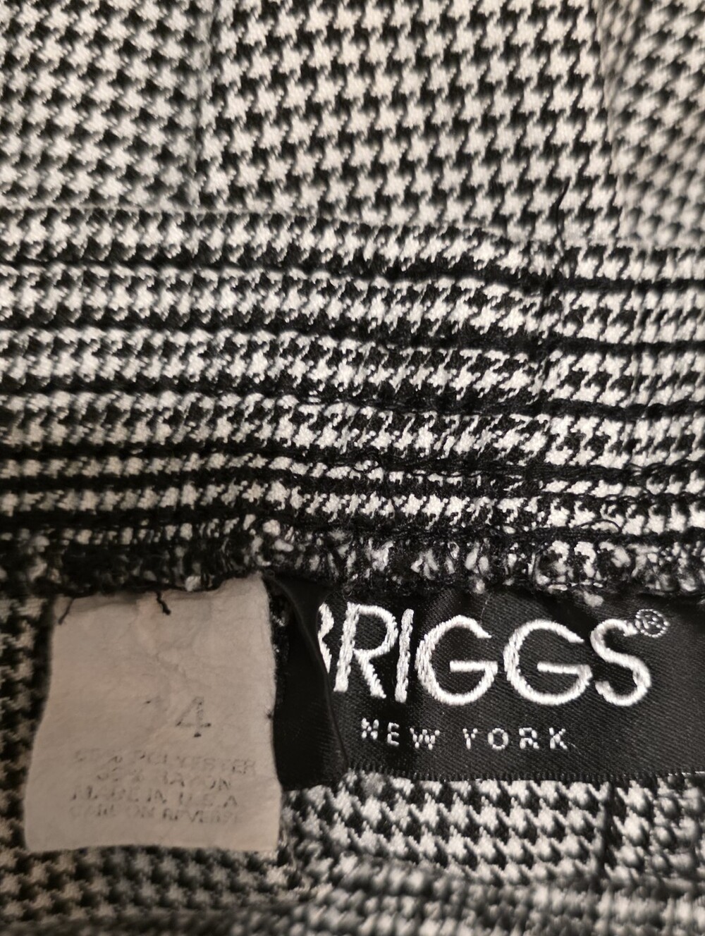 Briggs New York Black White Houndstooth High Rise Pull On Ankle Pants 14 - Picture 3 of 6